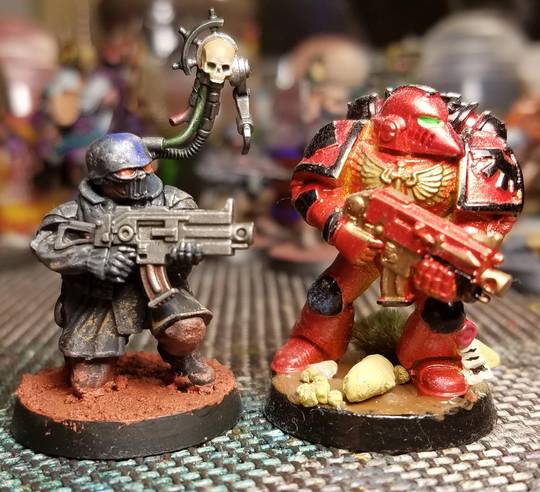 My most recent miniature compared to my first. Proud of my progress, been in the hobby for two years so far.