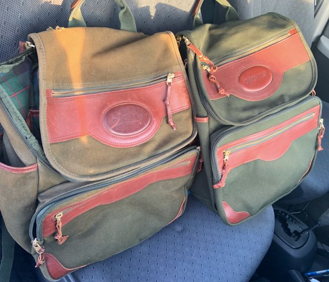 My Orvis Battenkill backpack - took the one on the left in to my local store after years of abuse and (eventually) a broken strap and walked out at no cost with the one on the right