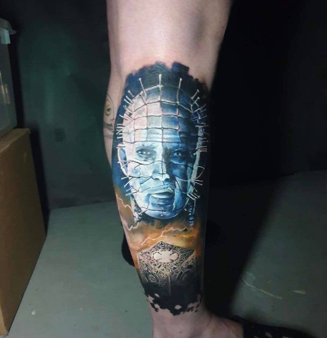 My pinhead Hellraiser tattoo. Its a start of a horror ‘bad guys’ leg sleeve. 8 hours, done by Ingi at Bleksmiðjan in Reykjavik Iceland