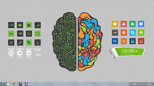 Right-brain Left-brain desktop conceptualization.