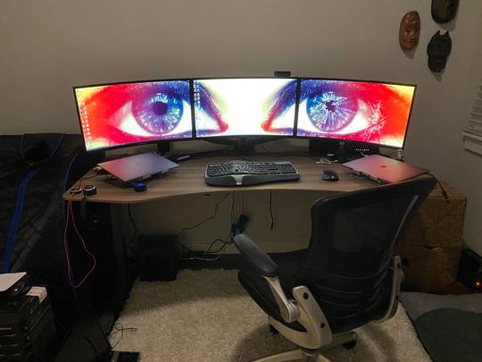 Needs some work still but getting there. Dual mbp, triple monitor, standing desk setup for wfh during covid.