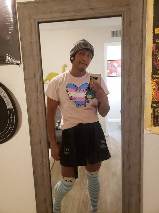 Nervous. First time dressing like this in front of friends