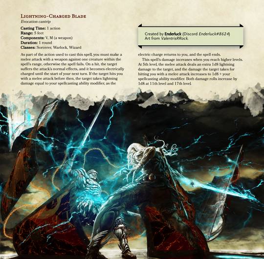 New Cantrip: Lightning-Charged Blade - Spell Collection