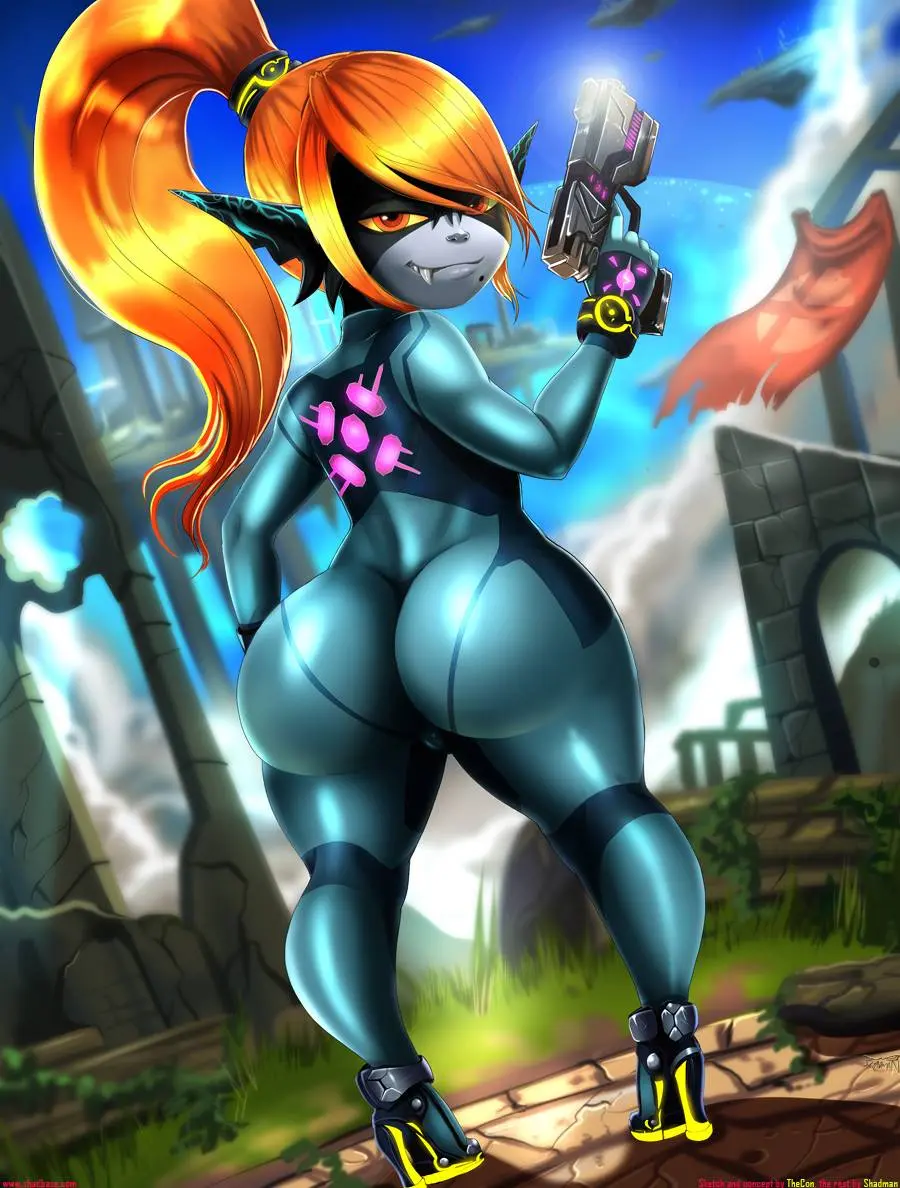 Imp Midna from The Legend of Zelda in hentai fan art featuring ahegao and thick thighs