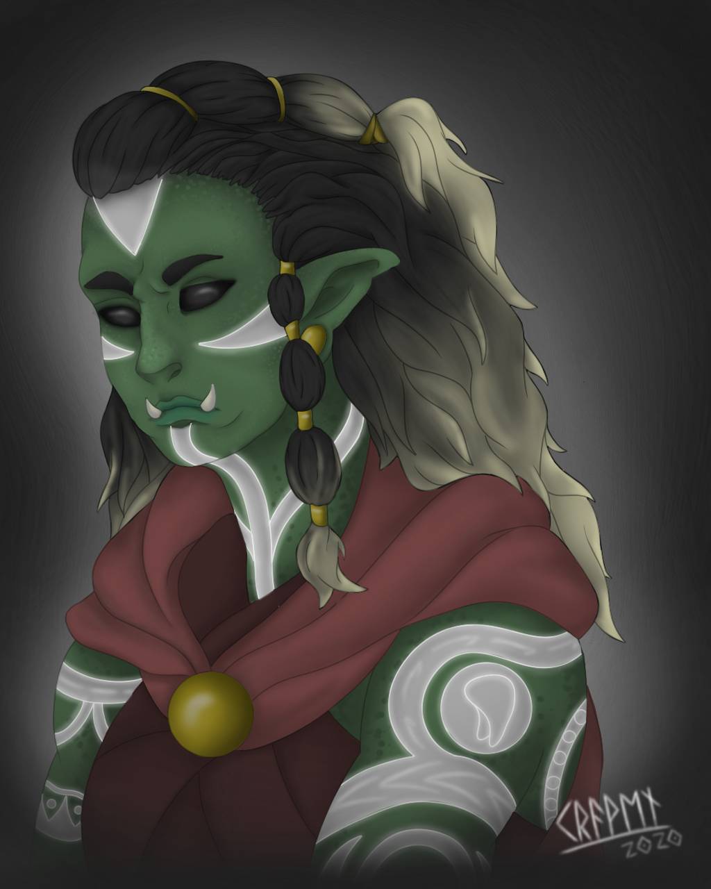 [OC][ART] AASIMAR/ HALF ORC PORTRAIT (cheap comissions open, info in the coments)