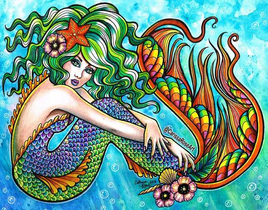 One of my watercolor mermaid paintings 🎨🎨