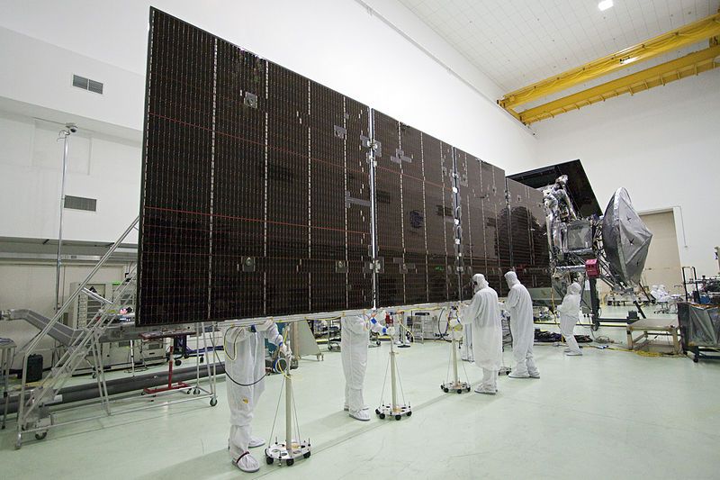 One of the three solar arrays on the Juno spacecraft that flew to ...