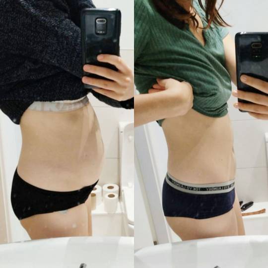 Only recently discovered that I'm constantly bloated, thought I just couldn't lose the last bit of tummy fat. The second pic was this morning (day 2 of fasting), I can't believe the difference!