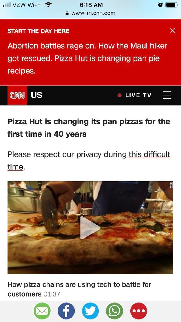 “Please respect our privacy during this difficult time.” WTF are you talking about? Not the first time I’ve seen nonsense text on the CNN site