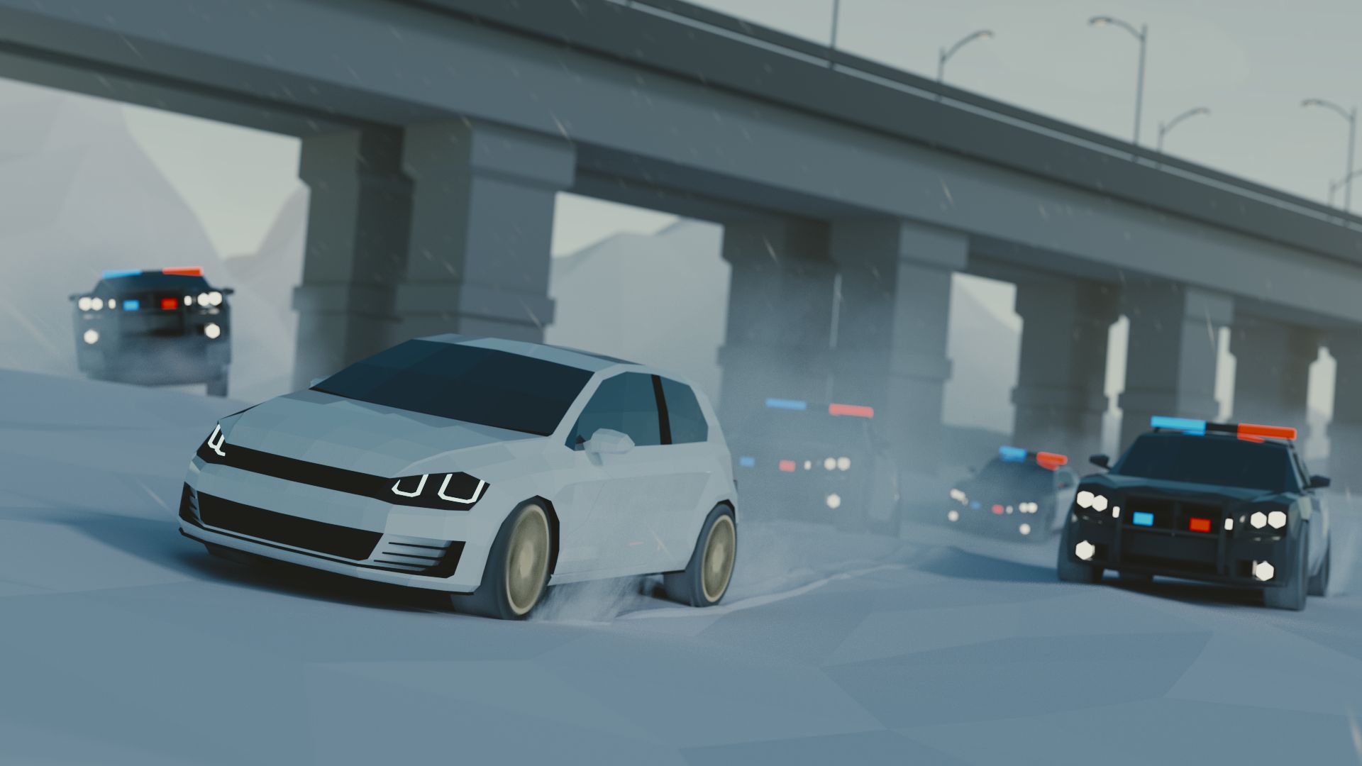 Police Chase - Low Poly Blender Render