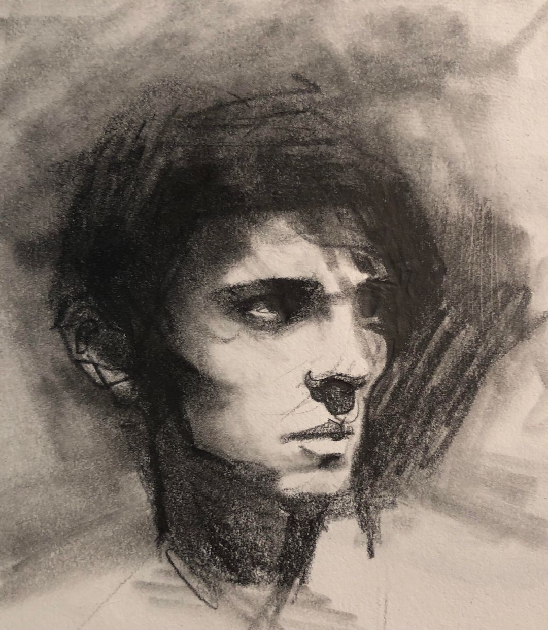 portrait 6, me, 8B graphite, 2021