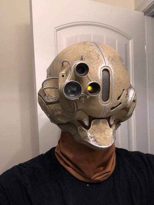 Post apocalyptic/“post cyberpunk” helmet I’m working on for con