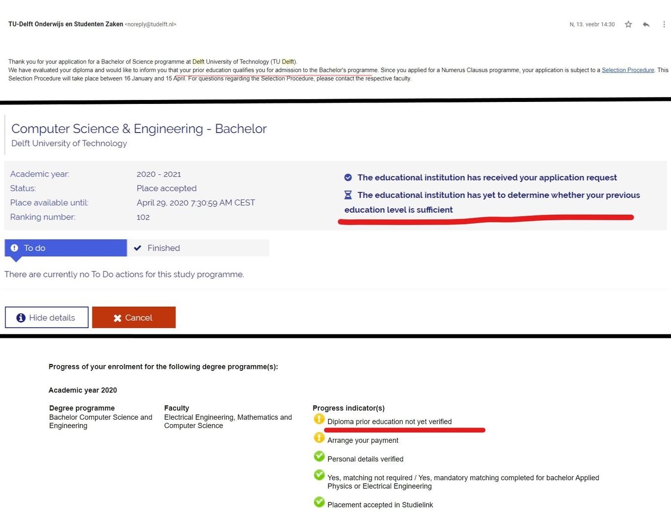 Prior education not verified? Am I doing something wrong or should I be worried?