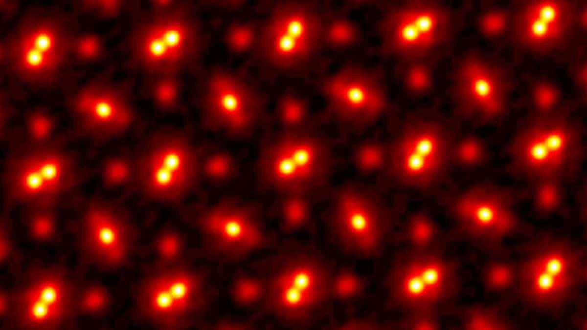 Record breaking resolution allows scientists to see atoms. The image shows crystal substance zoomed in 100,000,000 times. DOI: 10.1126/science.abg2533