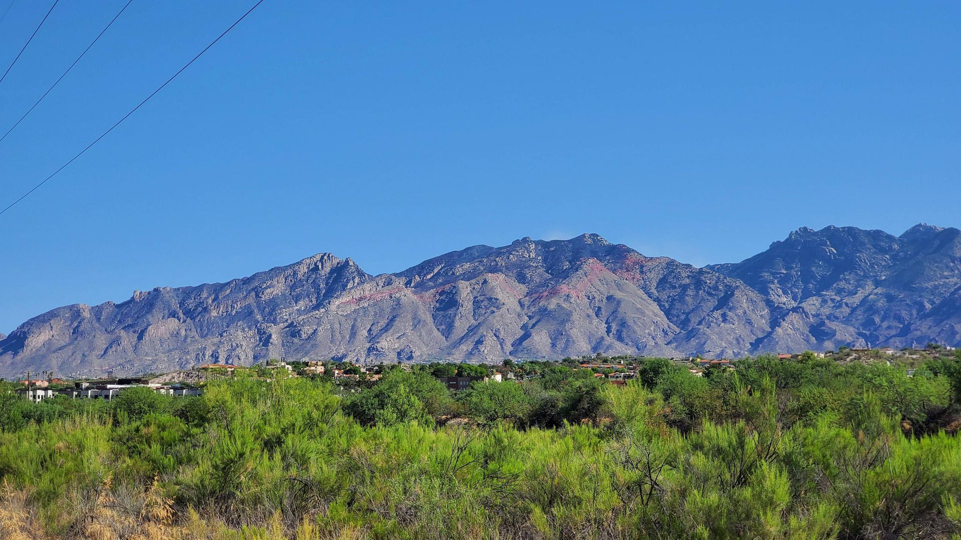Red line of fire retardant on the mountain