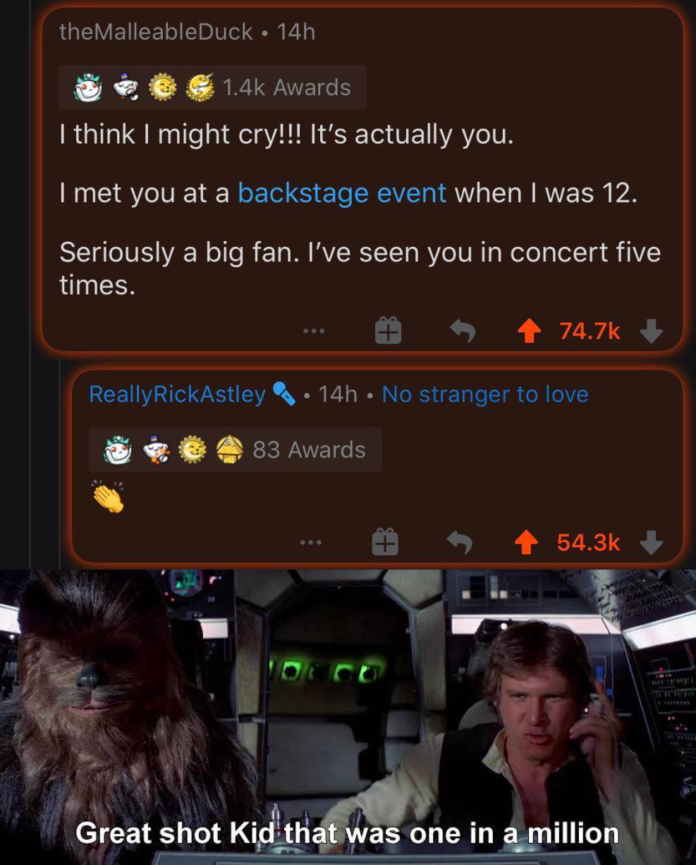 Rick Astley was dealt an UNO reverse card.