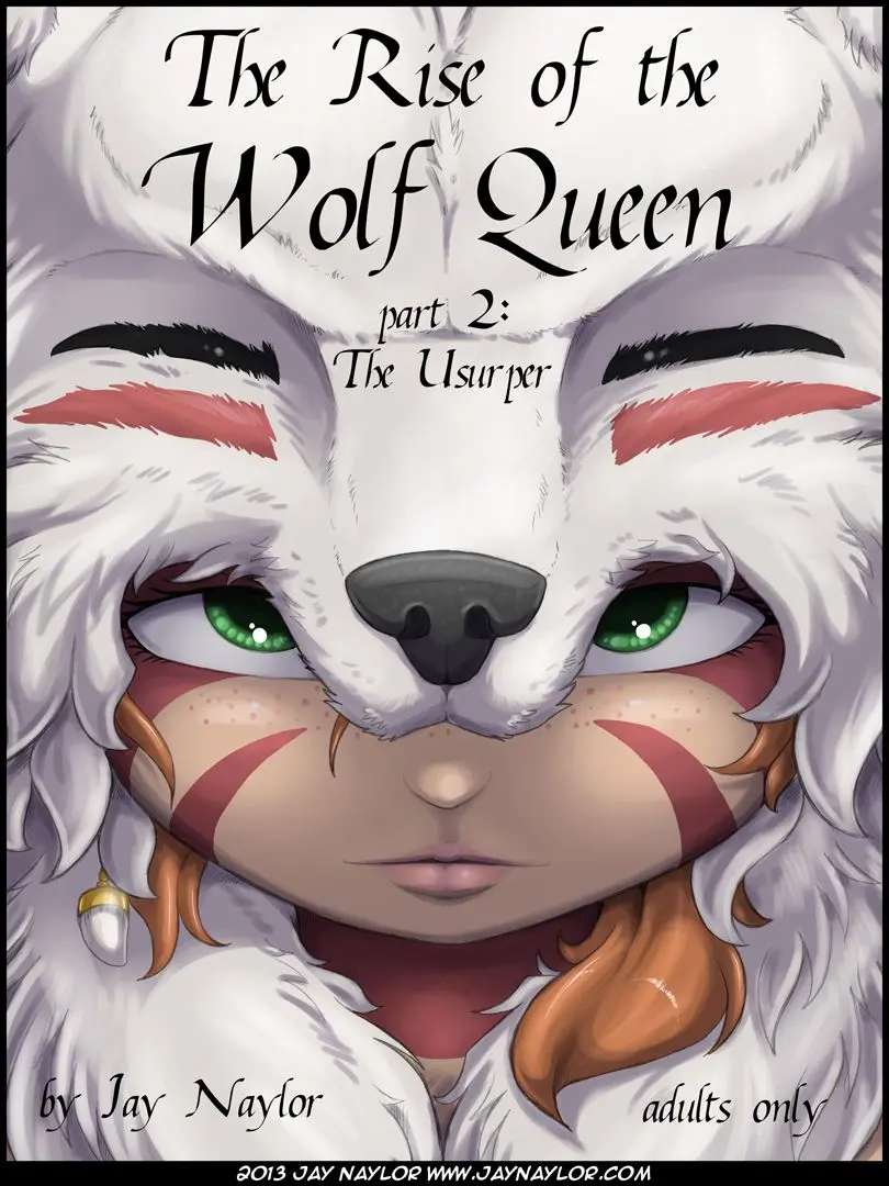 Naylor's The Rise of the Wolf Queen: blonde busty woman and anthropomorphic canine furry wolf men