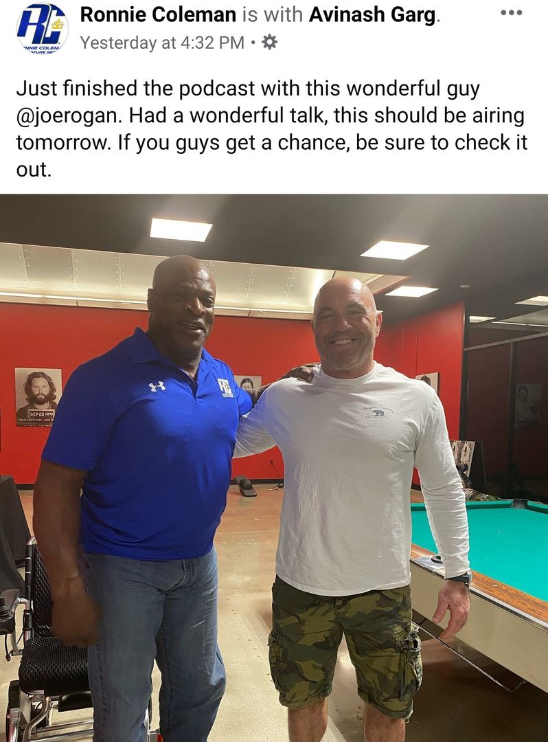 Ronnie Coleman will be on Joe Rogan's podcast
