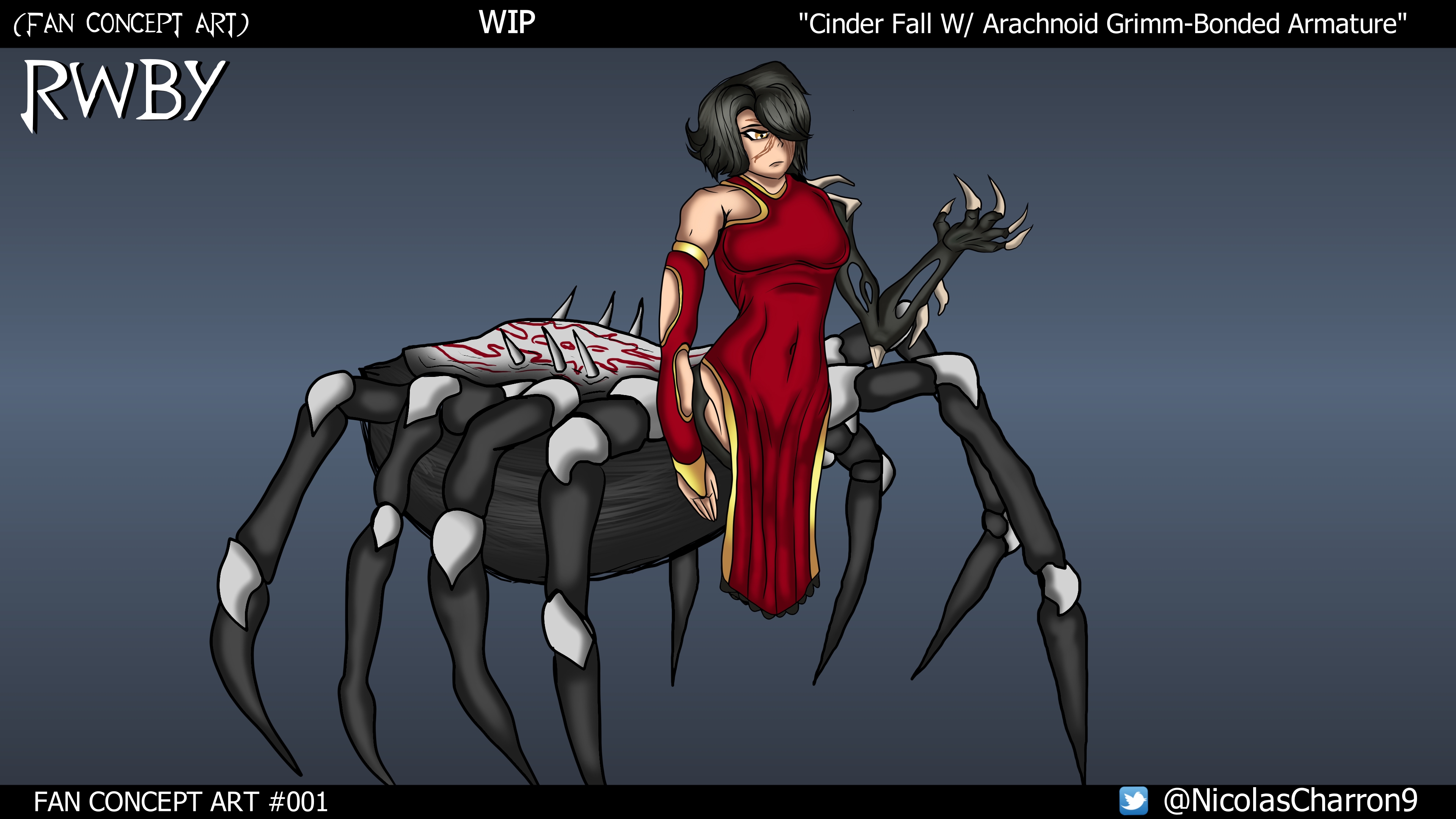 RWBY FanArt: Grimmified Arachnoid Cinder (Spider-Grimm) Drawn By ...