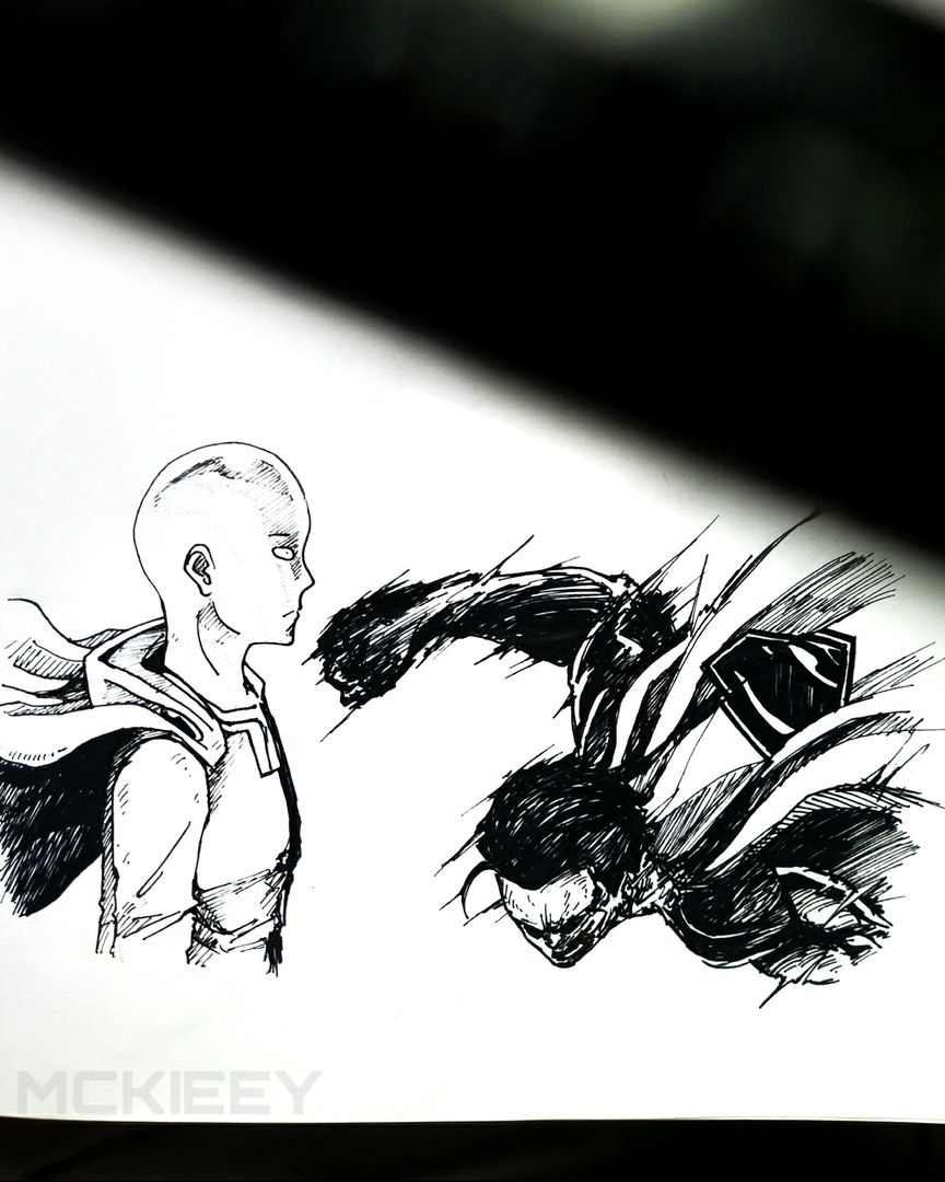 Saitama vs superman by @mckieey on insta