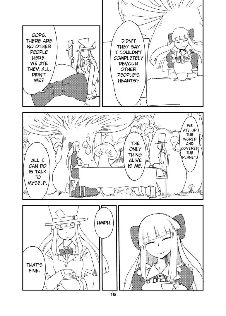 Alisphese VIII from Monster Girl Quest Beyond the End consuming a man in a vore manga sequence
