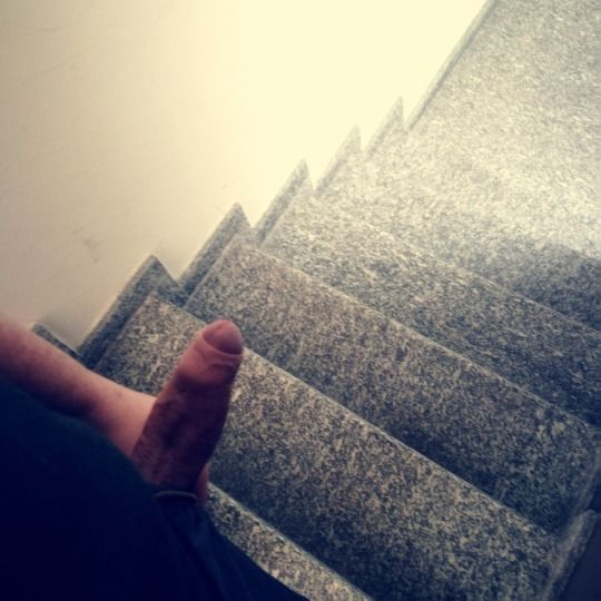 Showing my uncut cock on the stairs of the condo [M30]