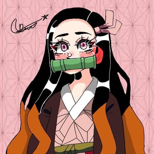 So I was bored so I drew nezuko I know it is ugly but I hope u like it 🎋🌸💖