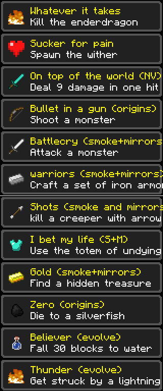 Song achievements for minecraft. (¯\_(ツ)_/¯)