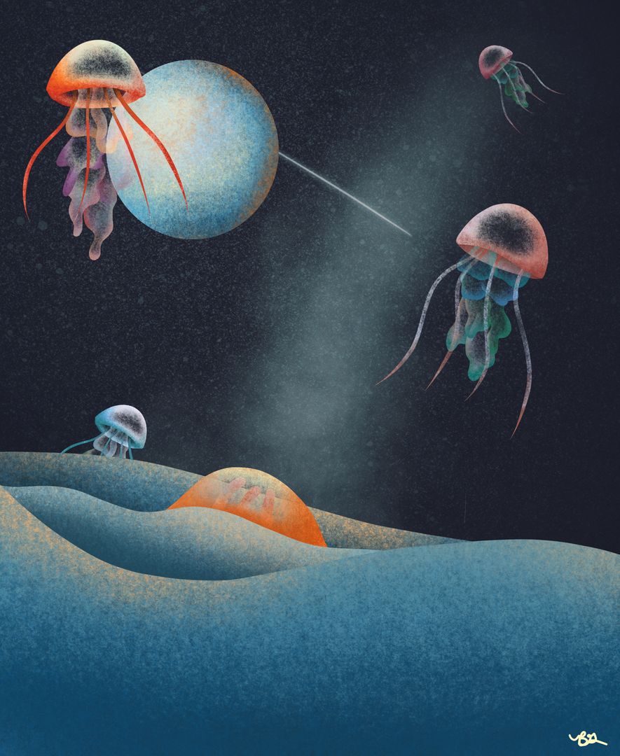 Space jellies - done in procreate pocket!