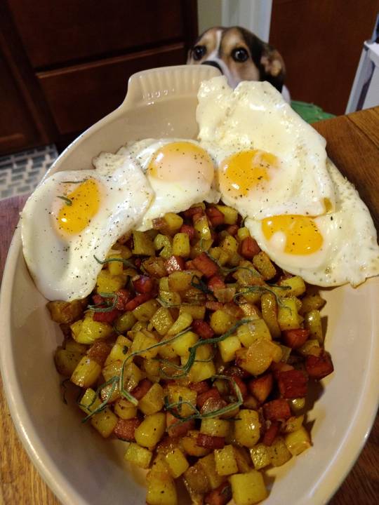 Spam and sage hash with eggs