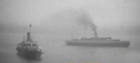 SS Traffic (Left) and the SS Nomadic (right) sailing past each other. C. 1928