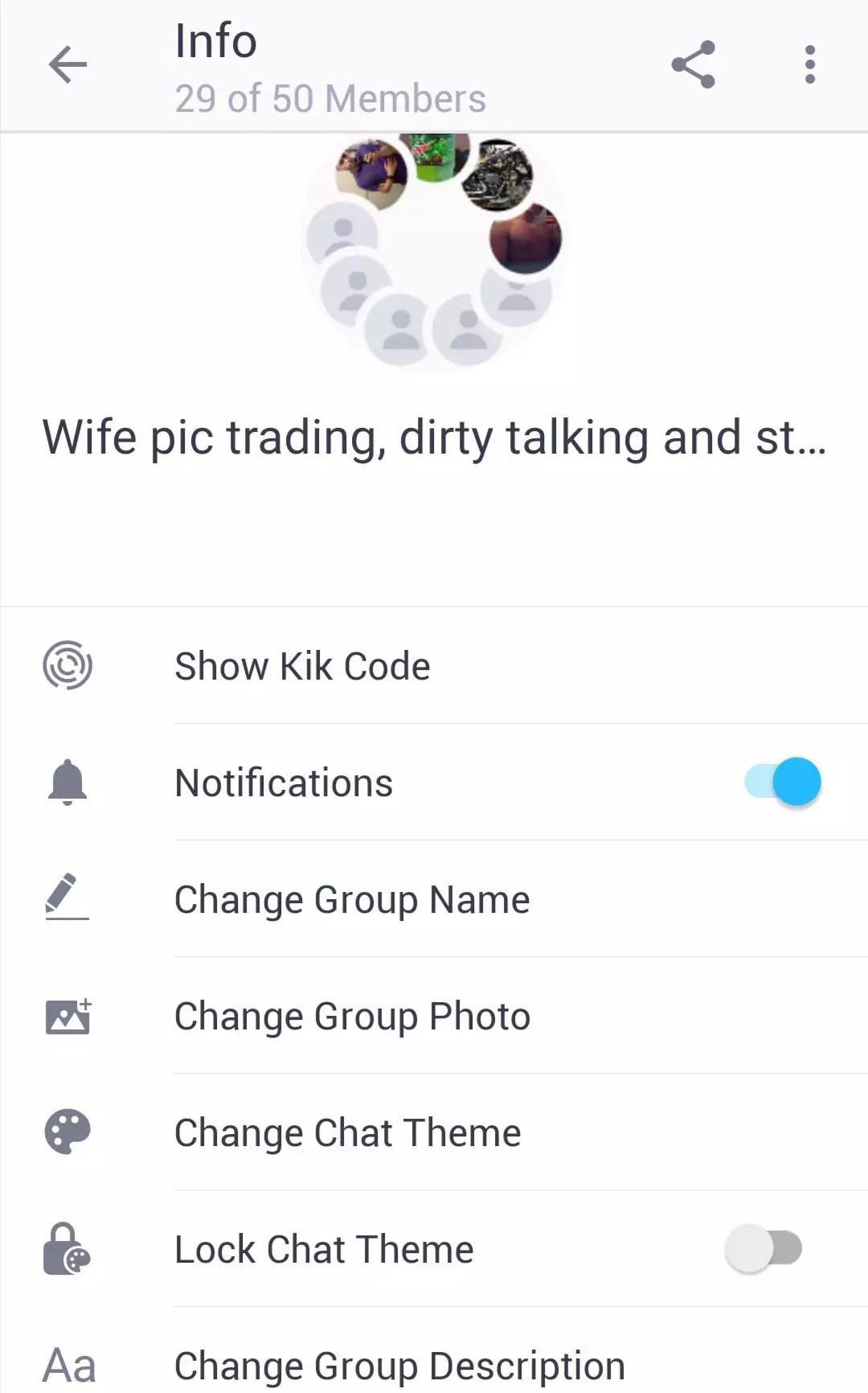 Started a wife sharing group in kik where we can trade pics, talk dirty about our slutty wifes.. a bit of stroking and cum tributing is tempting too. Like the idea hit me up on kik adammillerrr33 verification is necessary
