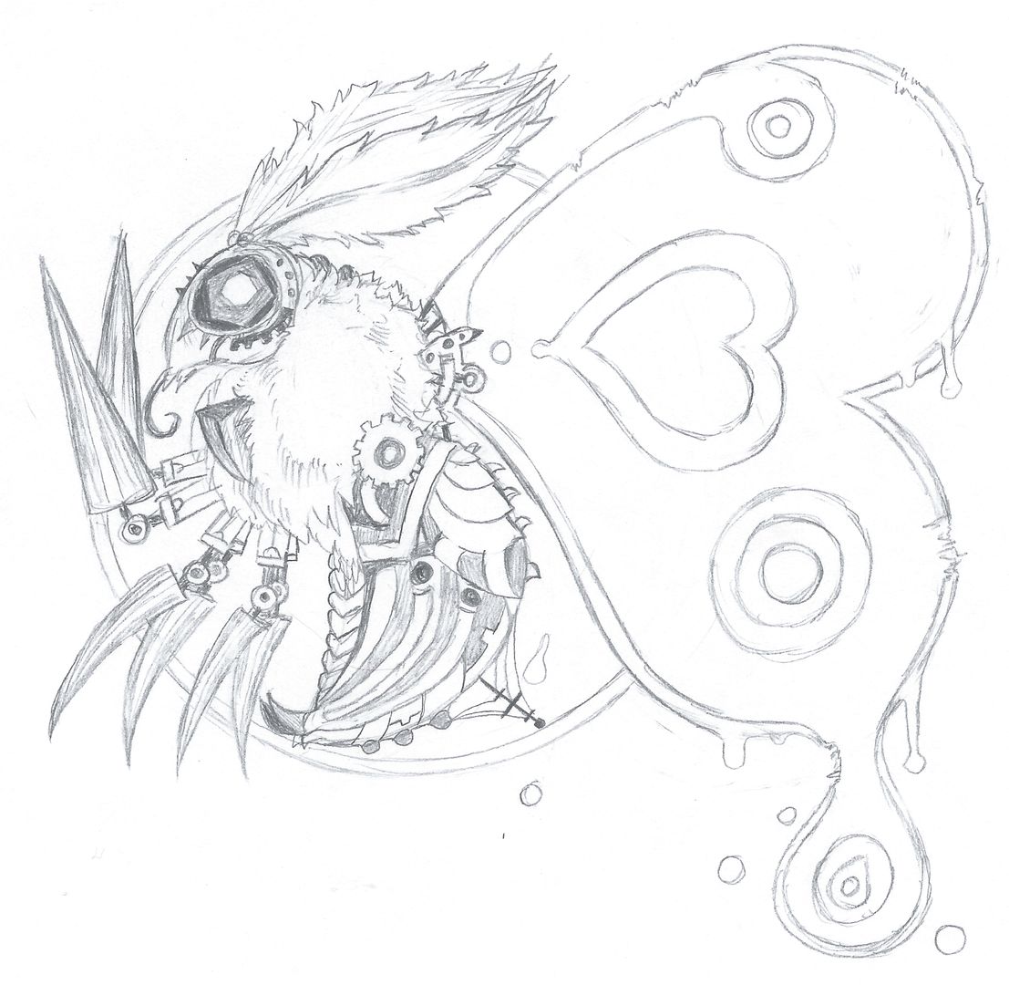 Steampunk/Cyberpunk Moth Tattoo (by Watercolorheart)