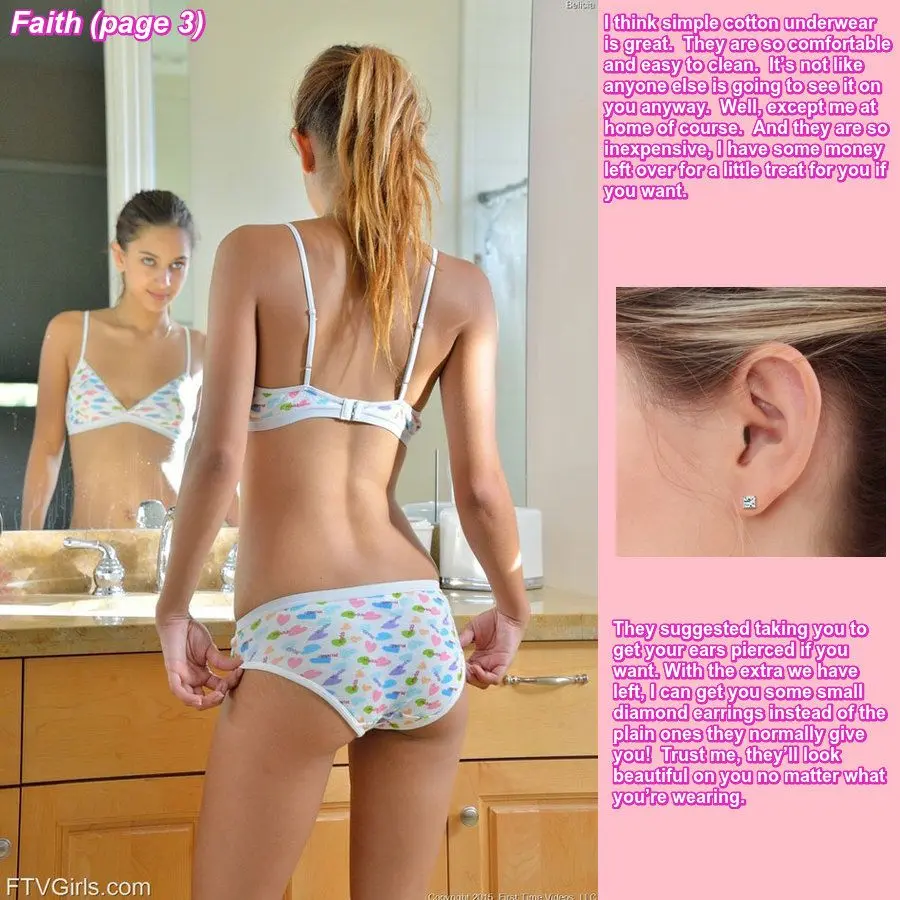 Faith, Emily, and Hannah in the Student X-Change Program featuring lingerie, a white dress, and a tongue piercing