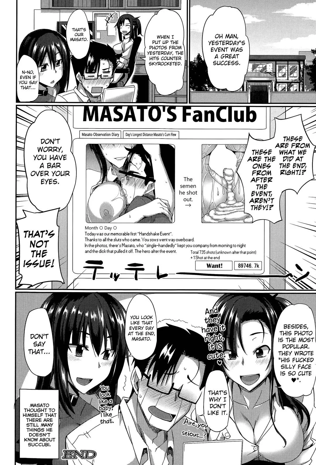 Masato, Ayano, and Tomoe in a succubi seduction threesome with ahegao and double blowjob