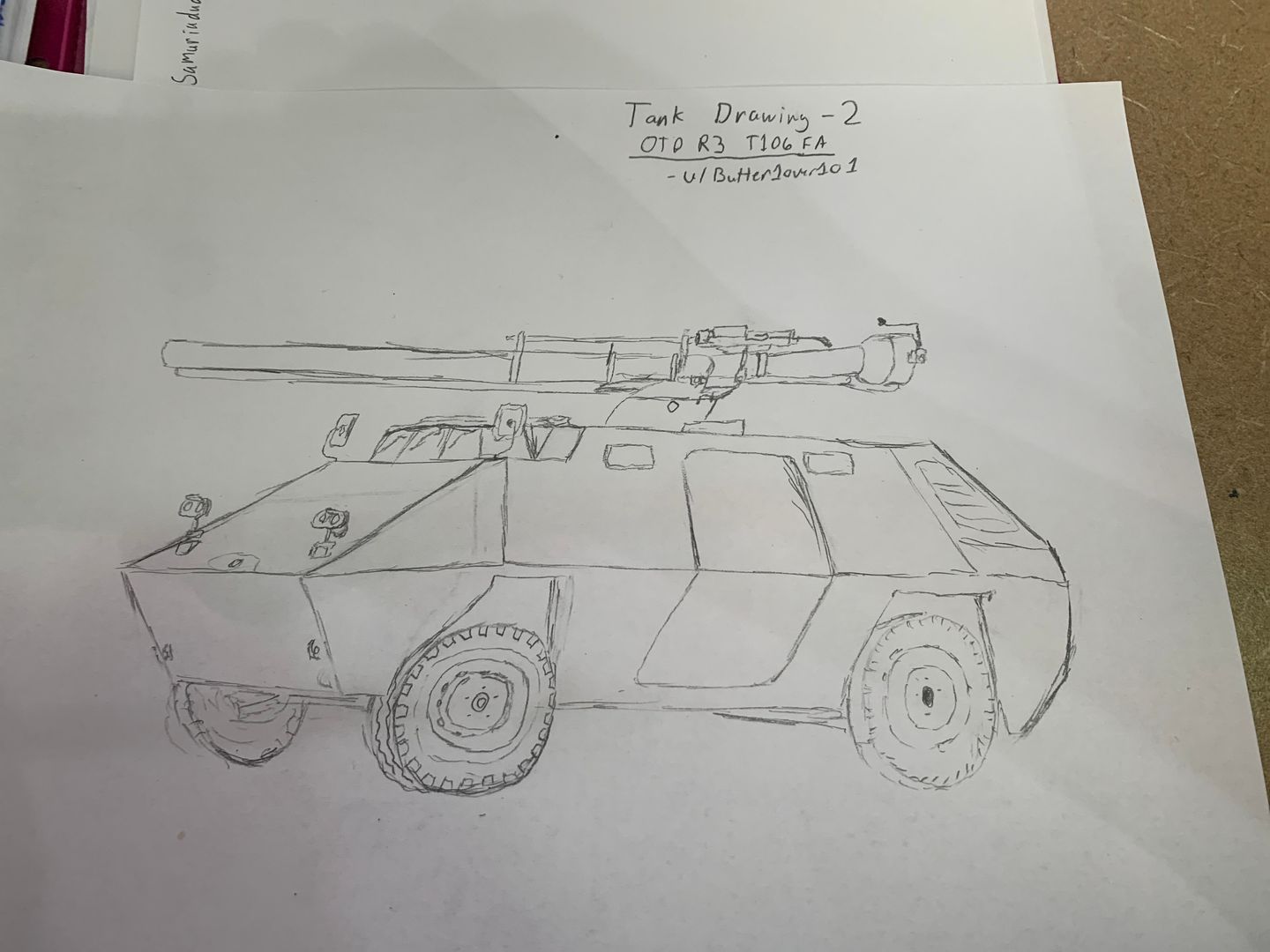 Tank Drawing - 2, R3 OTO T106 FA - u/Butter1over101 (What should I draw next?)