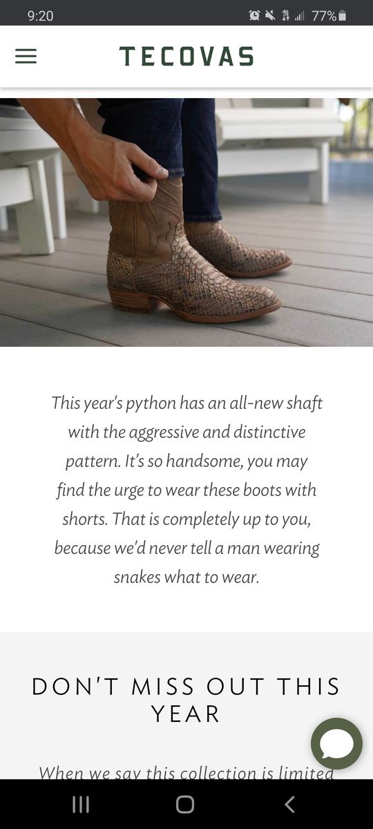 Tecovas Python Boots Coming Soon