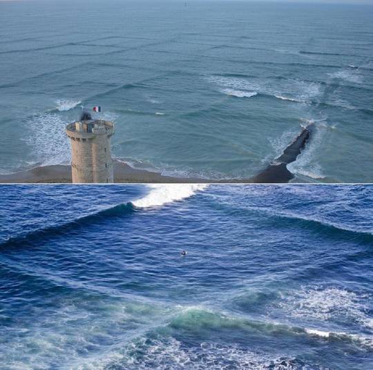 CROSS SEA ('square waves') - a hazardous pattern of wind-generated ocean waves forming non-parallel wave systems, occurring when water waves from one weather system continue despite a shift in wind.