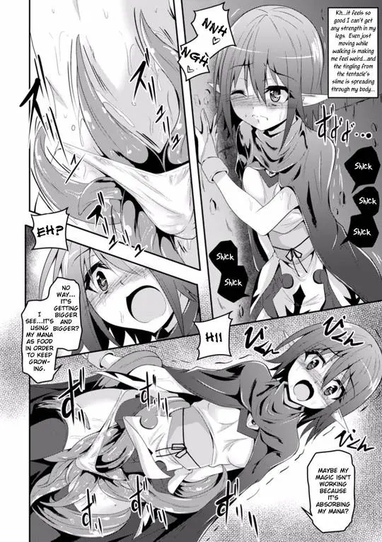 Sasha the Elf being dominated by parasitic tentacles in a fantasy dungeon by Fumihiro