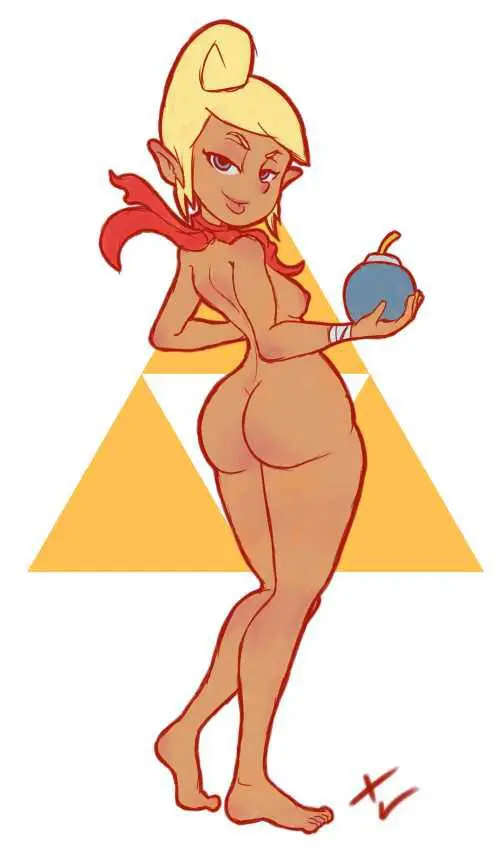 Tetra from The Legend of Zelda in various hentai and rule 34 fan art scenes featuring nudity and tentacles