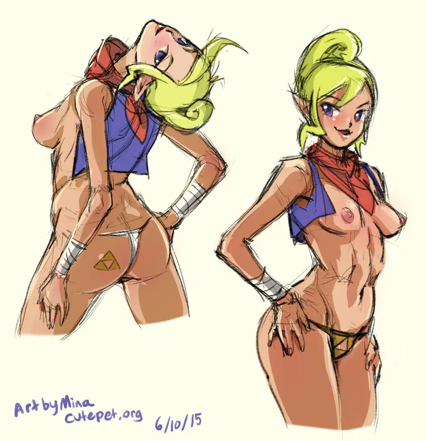 Tetra from The Legend of Zelda in various hentai and rule 34 fan art scenes featuring nudity and tentacles