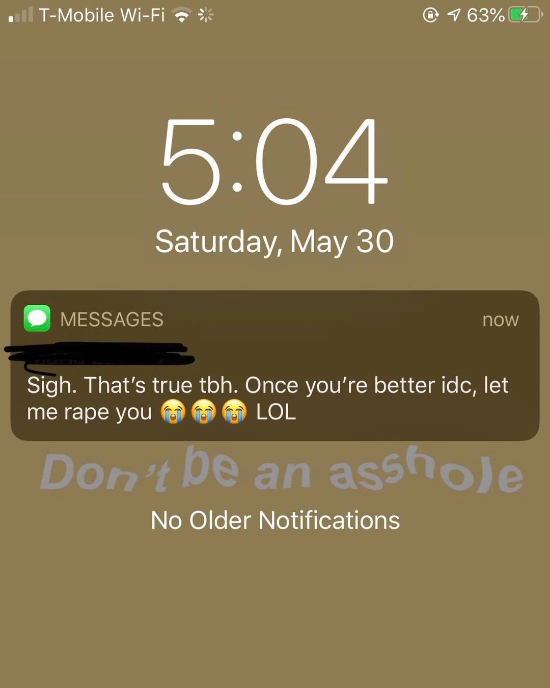 Text from a girl I met on Tinder. Dodged a bullet