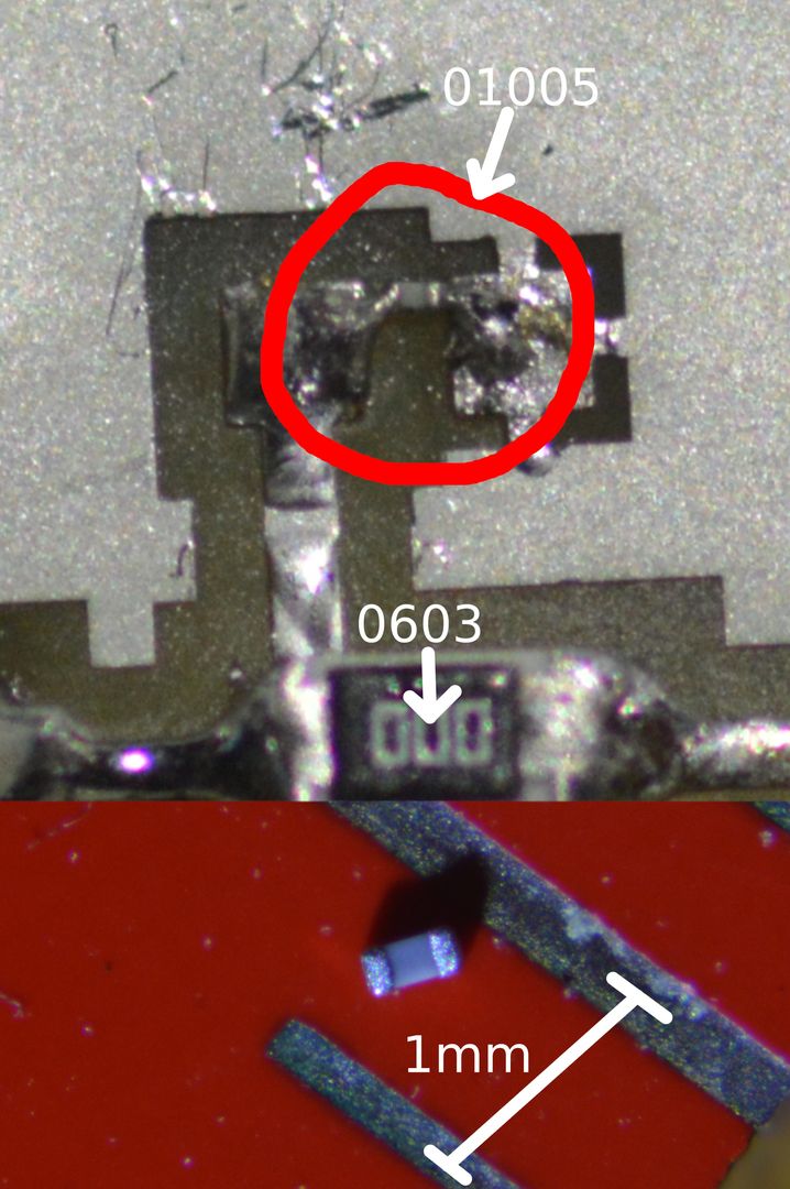 That time I soldered an 01005 capacitor by hand