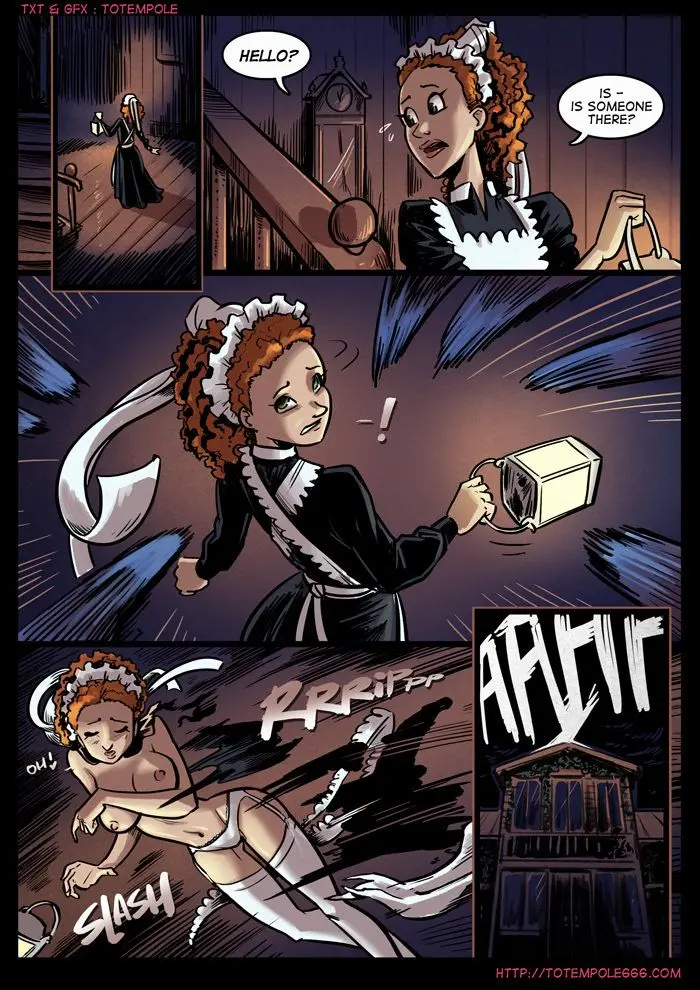 Totempole comic featuring a busty blonde witch, a muscular knight, and green demons in a fantasy setting.