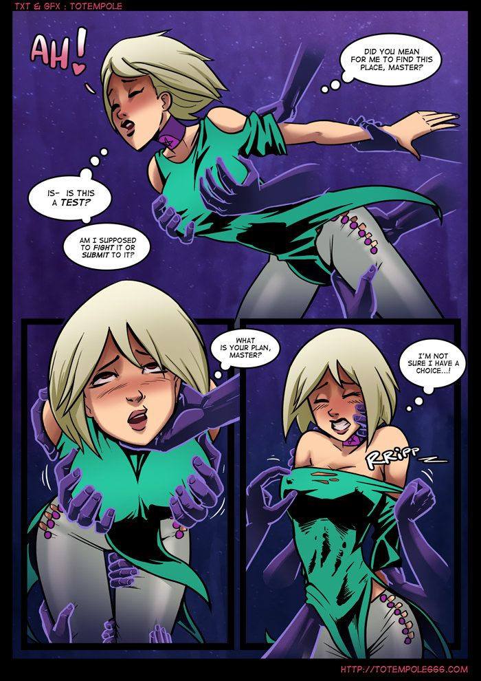 Totempole comic featuring a busty blonde witch, a muscular knight, and green demons in a fantasy setting.