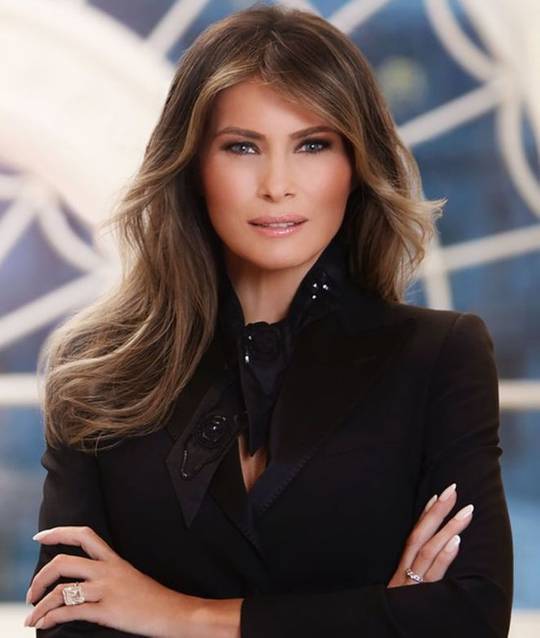 The First Lady's real official White House portrait. Personally, I like the one on the oval office rug better.