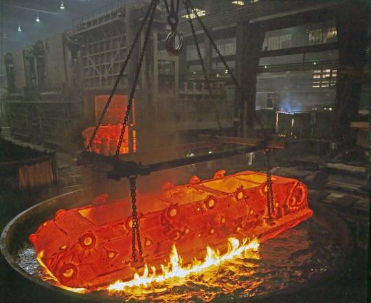 The hull of a 68AA2 Tank being quenched