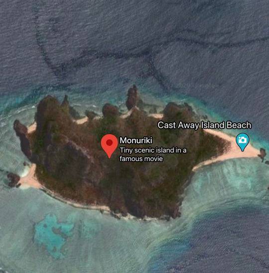 The island from Castaway (2000) on Google Maps.