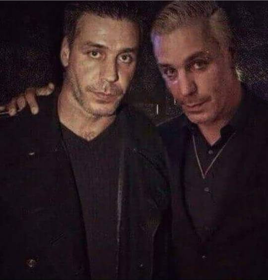 the lead singer of Rammstein taking a picture with the lead singer of Lindemann!!!