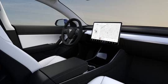 The minimalistic Tesla Model 3 interior.